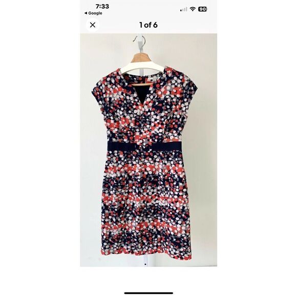 Boden Women’s Size 6 Polka Dot Shift Dress Multicolor Short Sleeve Zip Up - Picture 5 of 7